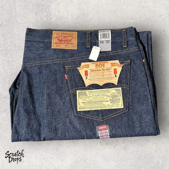 Vintage Levi’s 501xx Shrink-to-Fit Jeans USA Made W58 L34 501 Tag Deadstock NWT